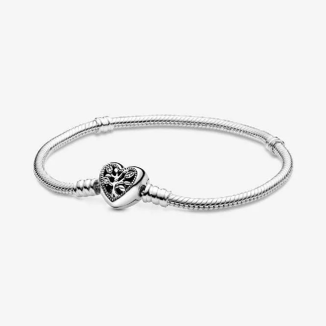 PANDORA PANDORA Moments Family Tree Heart Clasp Snake Chain Bracelet Gold — product photo