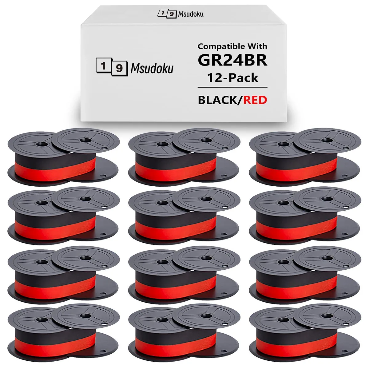  12 Pack Calculator Ribbon Red/Black M-GR24-12P 12mm×5m — product photo