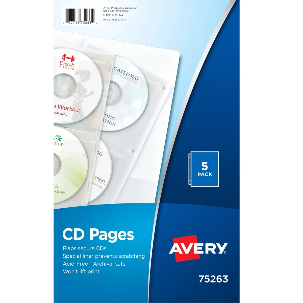 Avery 75263 CD DVD Storage Sleeves Pack of 5 — product photo