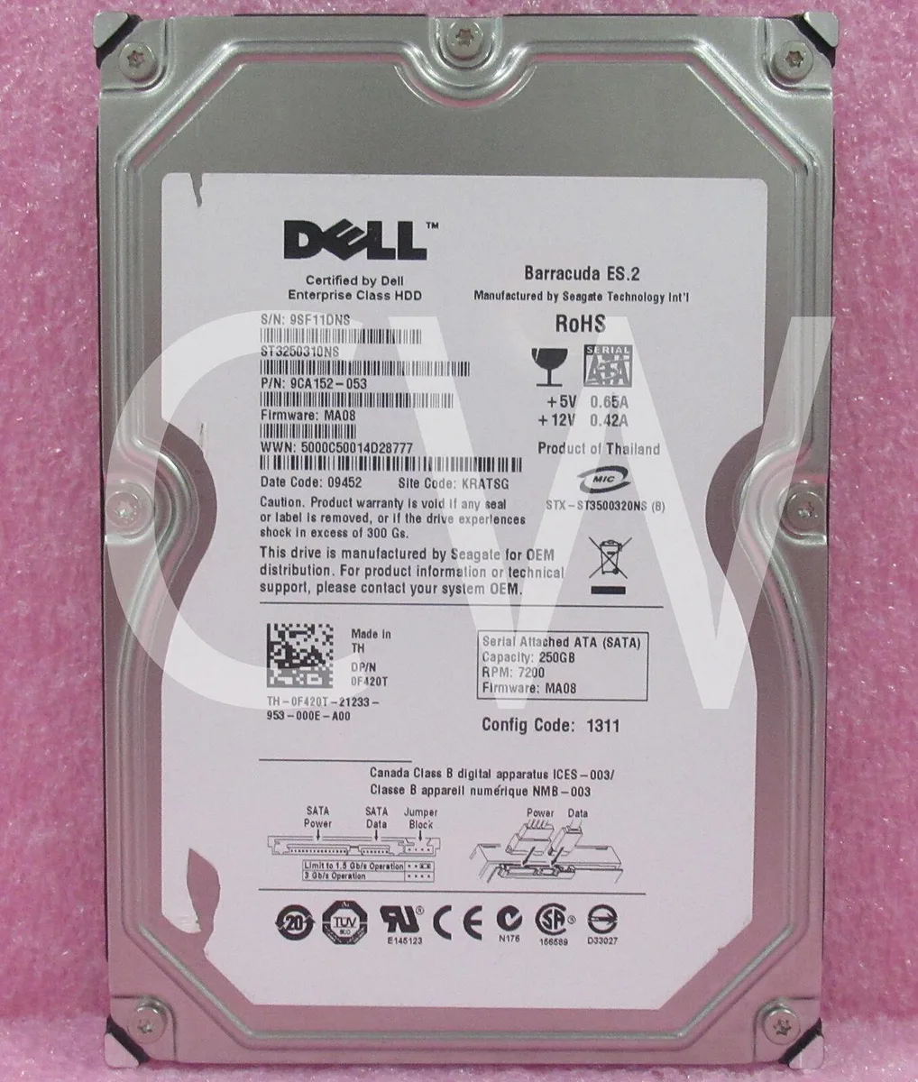 DELL DELL ST3250310NS 250GB 7200RPM 32MB 3.5in SATA internal hard drive — product photo