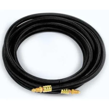 Braided rubber power cable coiled, 12.5 ft long, black textured finish