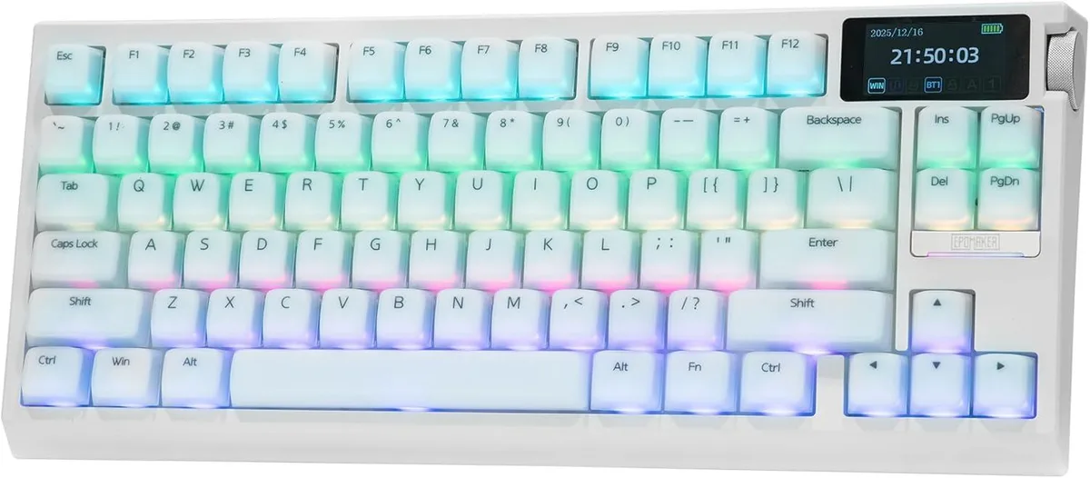 Epomaker Epomaker G84 Pro 75% Wireless Gaming Keyboard White Silicone Keycaps 8000mAh — product photo