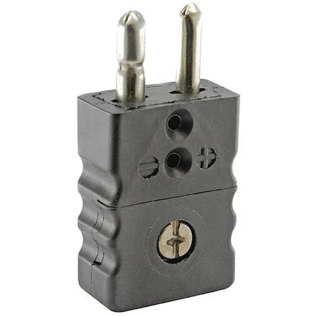 Black glass-filled nylon Type J thermocouple jack with flat pins