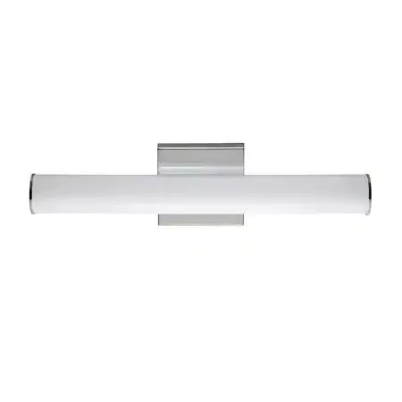 Single tubular white acrylic diffuser on polished chrome rail