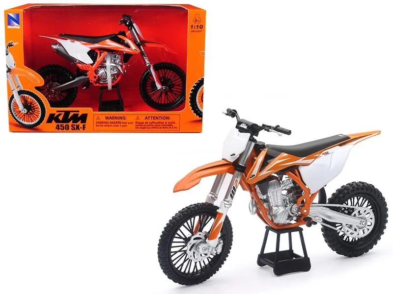 New Ray Toys New Ray Toys KTM 450 SX-F Dirt Bike Orange White 1/10 Diecast Motorcycle hobby collectible — product photo