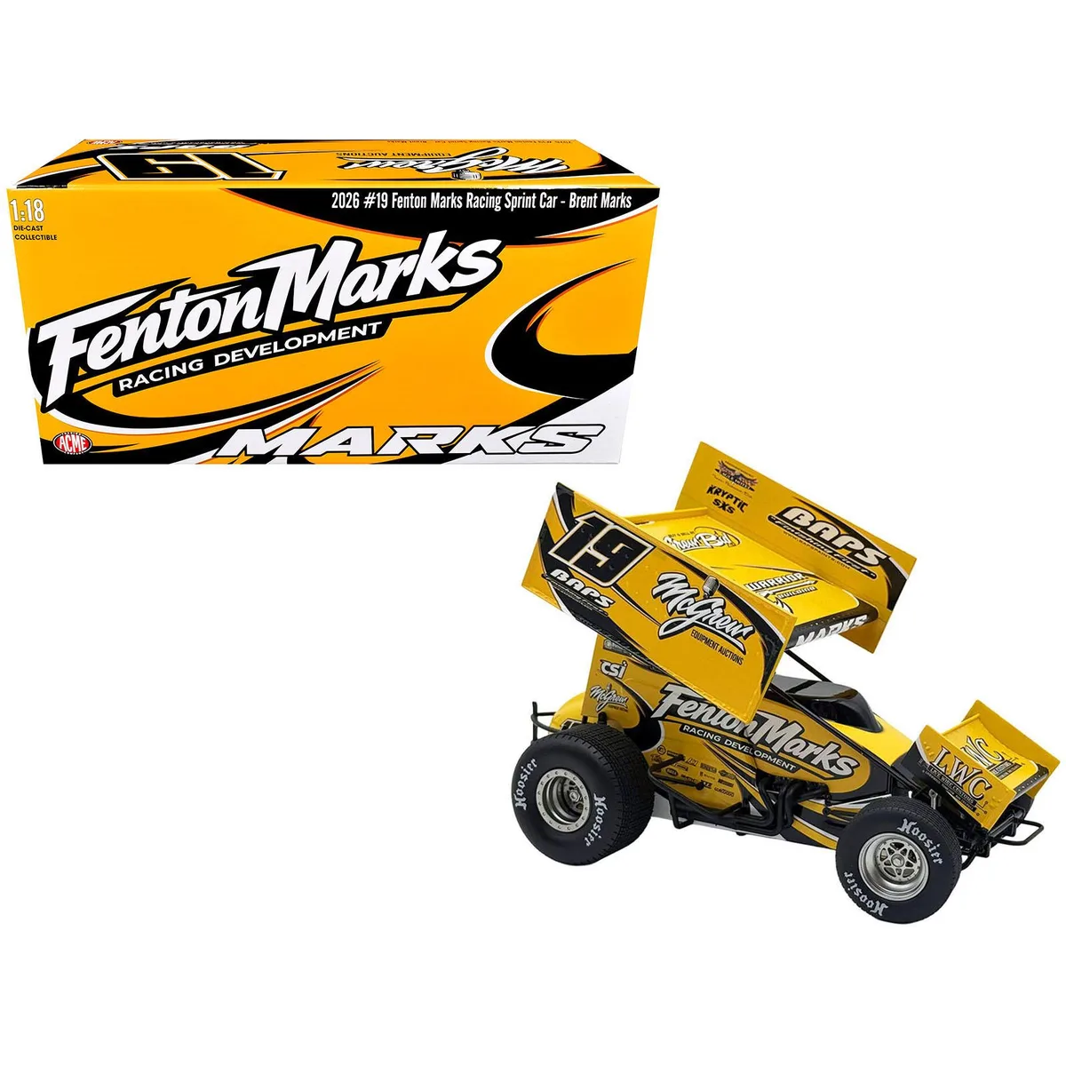 ACME ACME Winged Sprint Car #19 Brent Marks Fenton Marks Racing 2026 1/18 Diecast — product photo