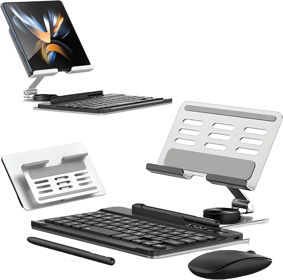 BONAEVER BONAEVER 4-in-1 Stand Keyboard Mouse Pen Set Silver — product photo