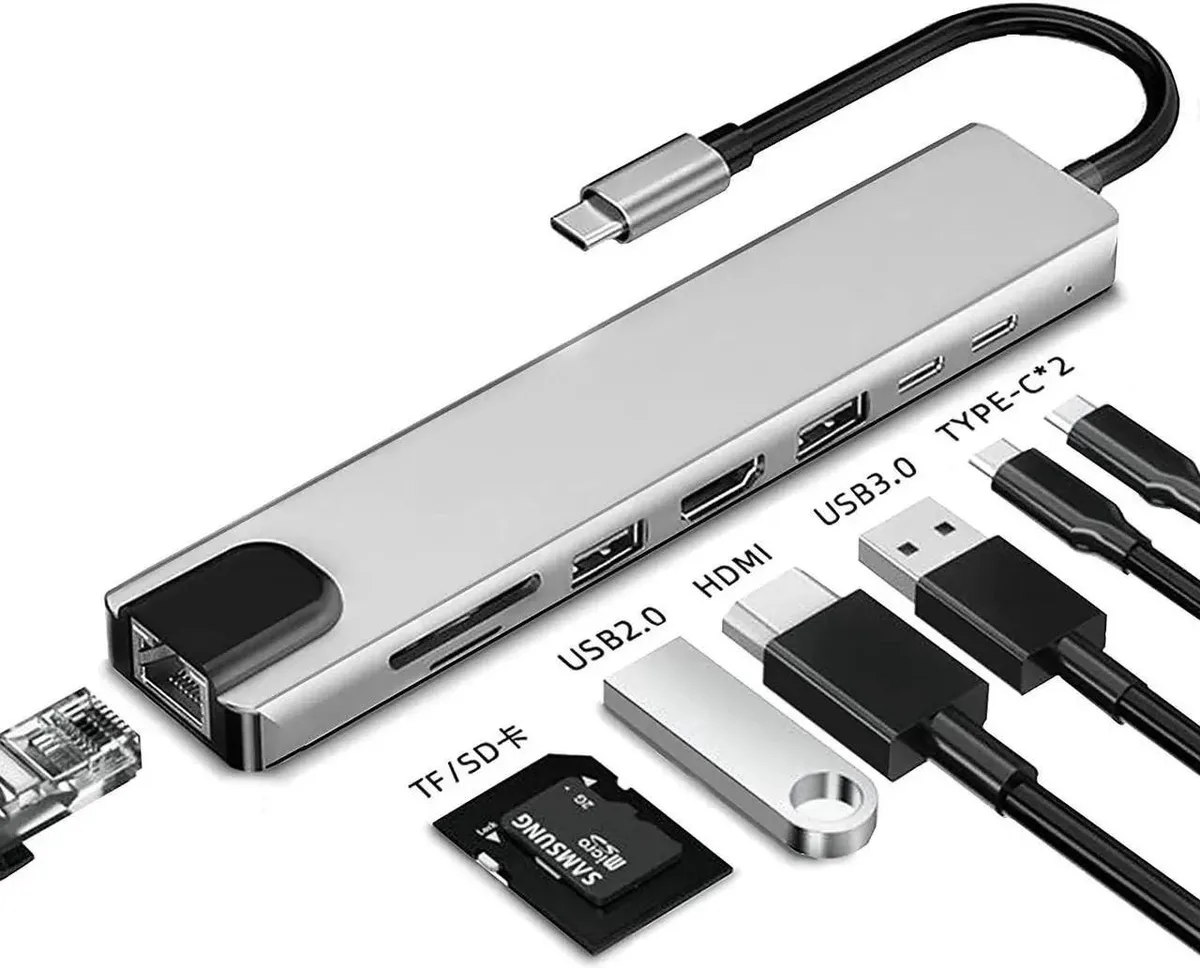 SMUGDESK SMUGDESK 8-in-1 USB-C Docking Station 4K HDMI Gigabit Ethernet USB 3.0 SD TF Card Reader — product photo