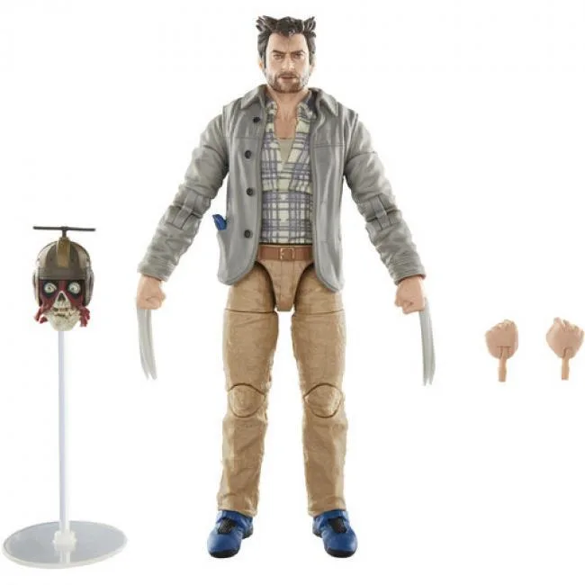 Two 6-inch Marvel Legends figures, Headpool with display stand and Logan, multicolour, window box