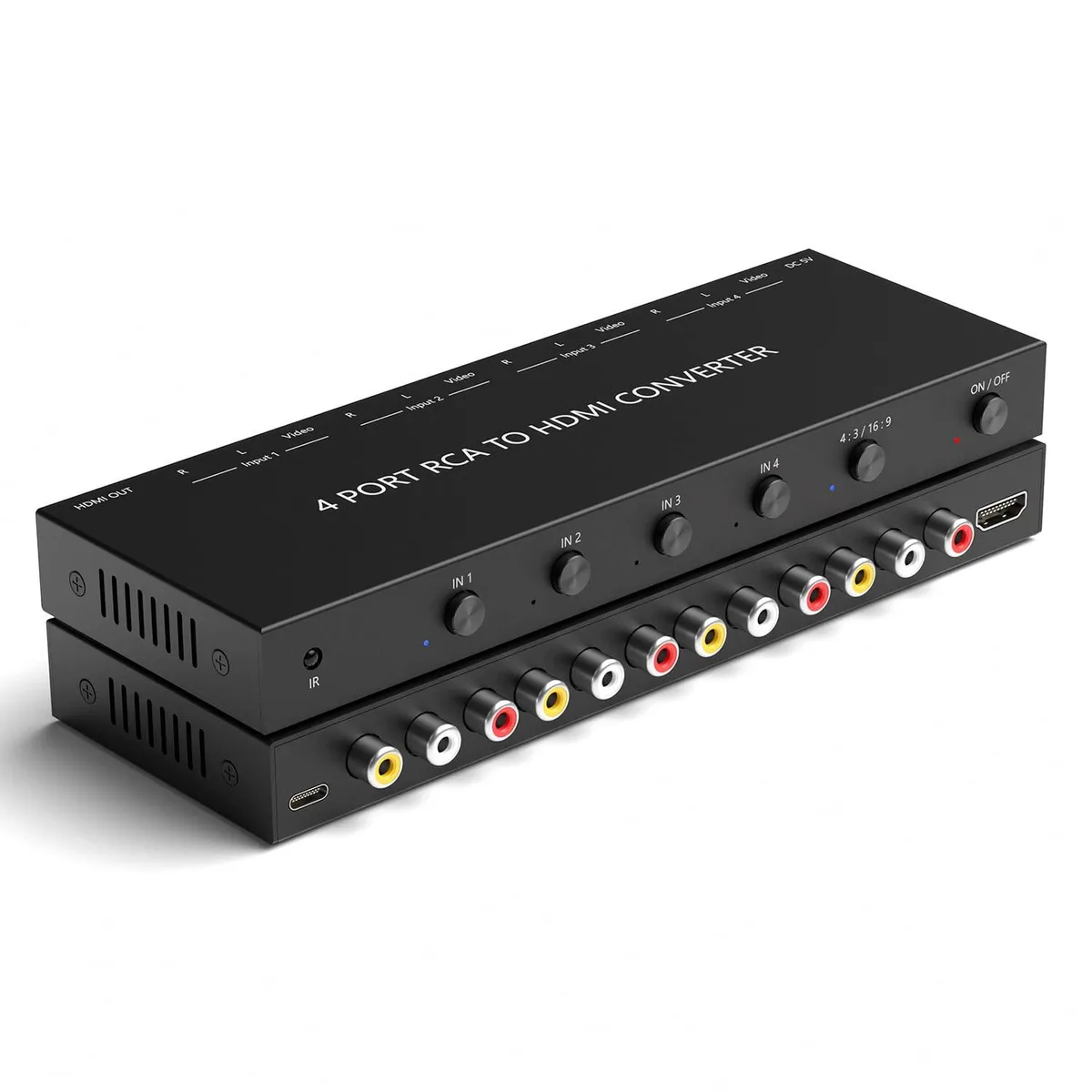  ZUZONG 4 Port RCA to HDMI Converter 1080p 60Hz with Remote — product photo