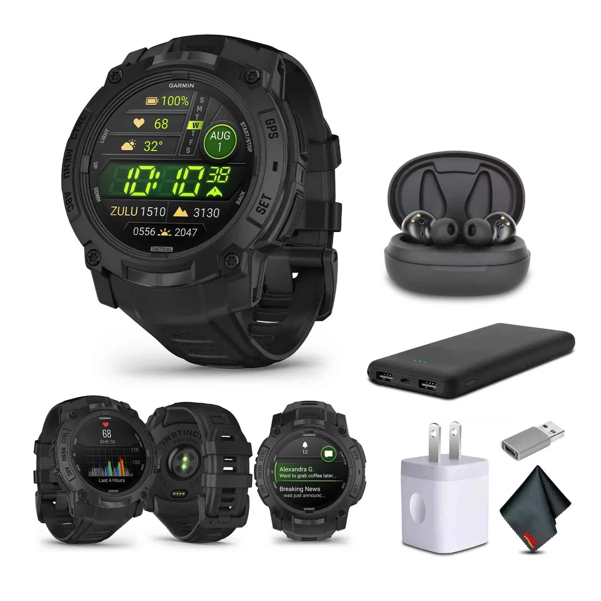 Garmin Garmin Instinct 3 50mm AMOLED Tactical Edition Air Pro TWS Wireless EarBuds Bundle wearable technology — product photo