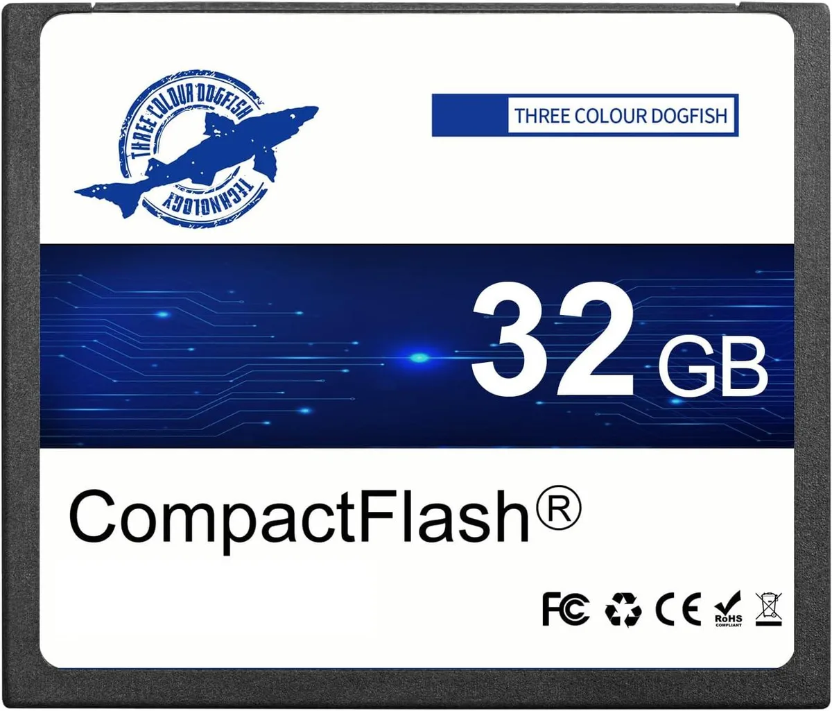 CompactFlash memory card, 43 by 36 by 3.3 mm, 50 pin hole interface
