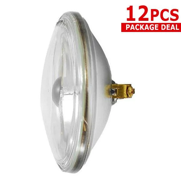 Twelve clear PAR36 halogen bulbs with screw terminals