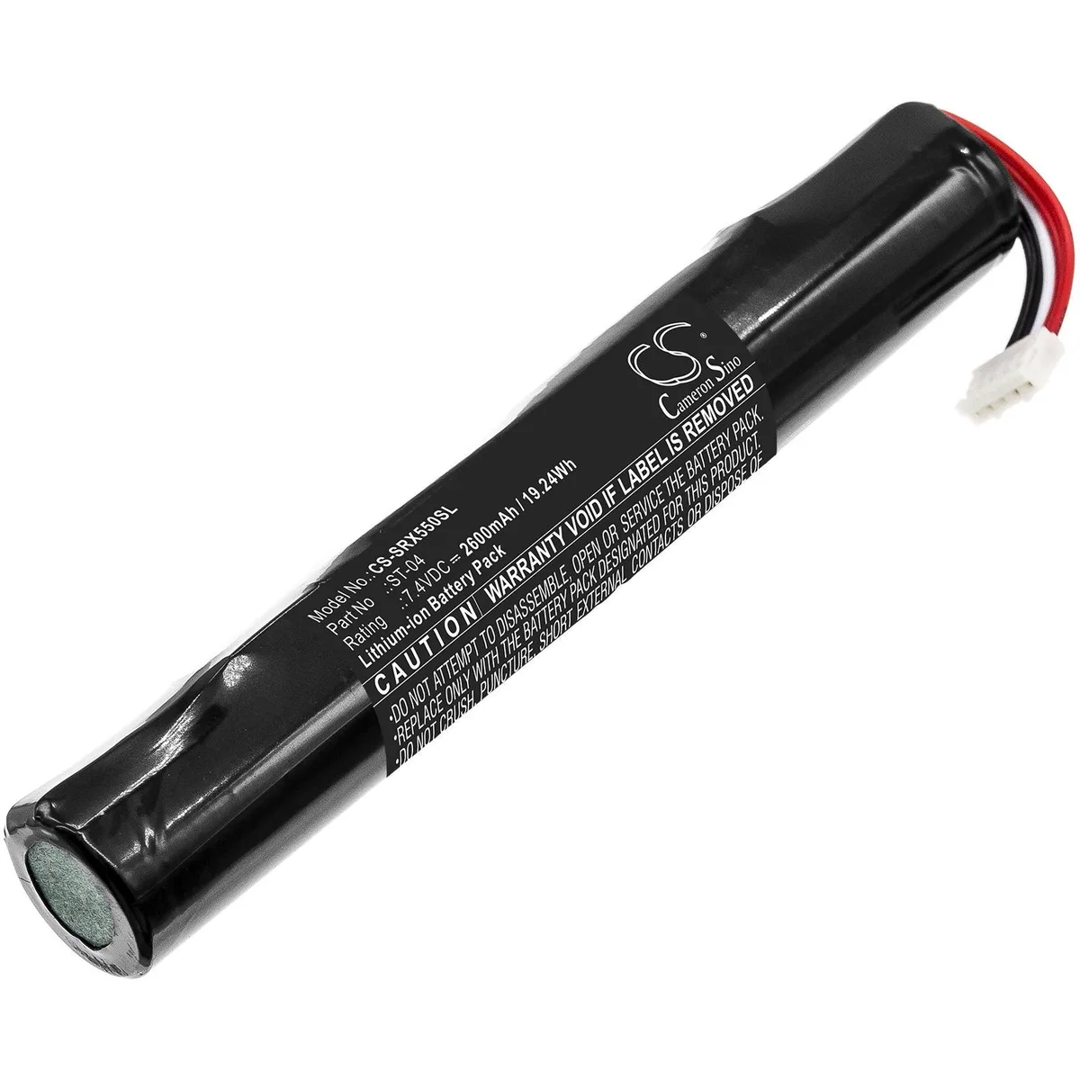 Rectangular replacement battery pack with label showing model numbers SRS-BTX300, SRS-X55, SRS-X77