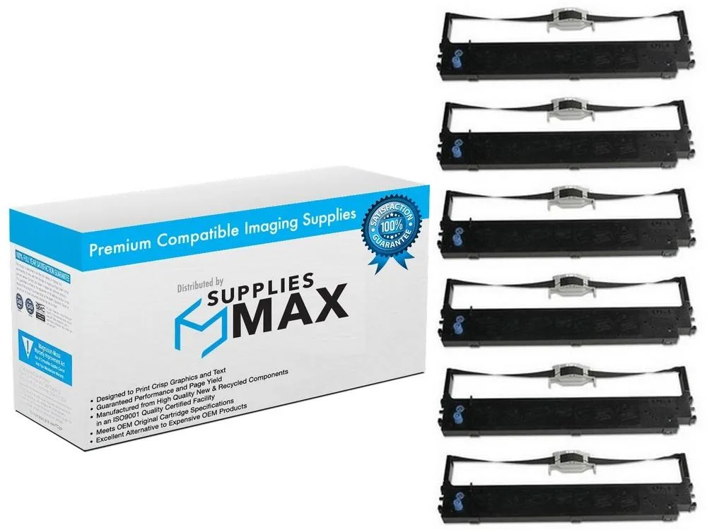 SuppliesMax SuppliesMax Printer Ribbon 6/PK Black Okidata 44173403 — product photo