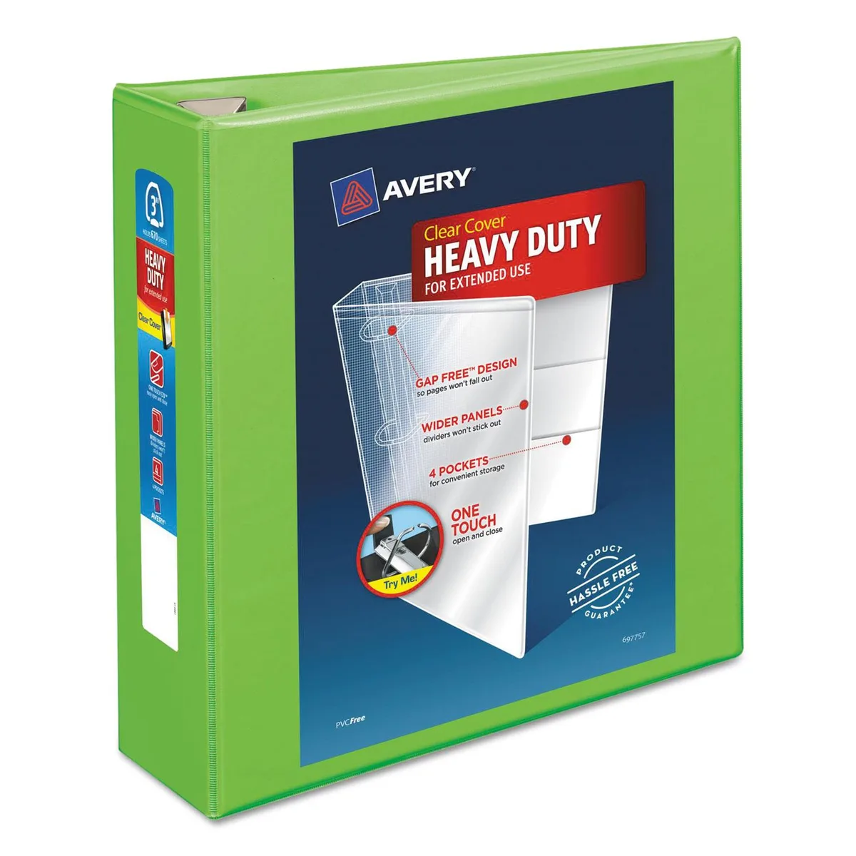 Avery Avery AVE79779 Heavy-Duty View Binder 3" Chartreuse 670 Sheets — product photo