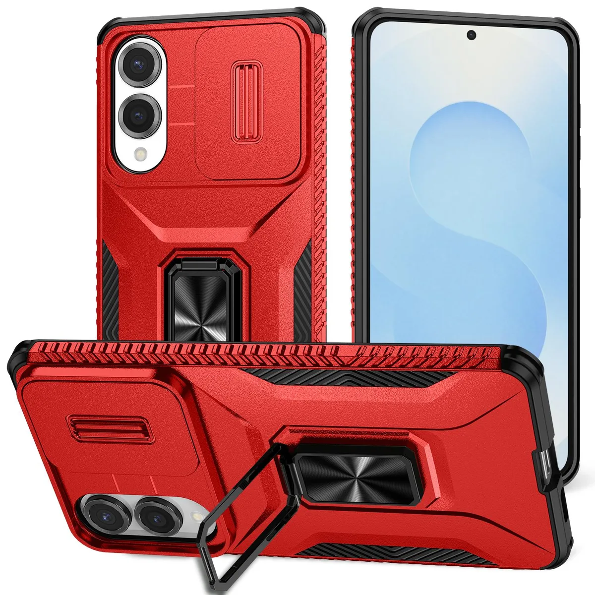 TYJKeJi TYJKeJi Case with Stander Holder KickStand for Samsung Galaxy S25 Edge Red — product photo