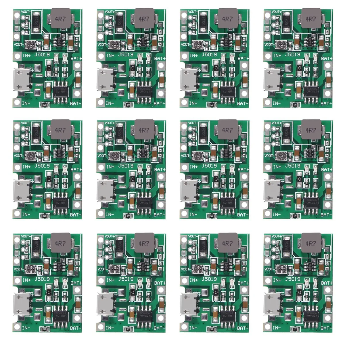 KEHIPI KEHIPI 12PCS MIRO USB 18650 Li-ion Charger Boost Module 3.7V-27V TP4056 — product photo