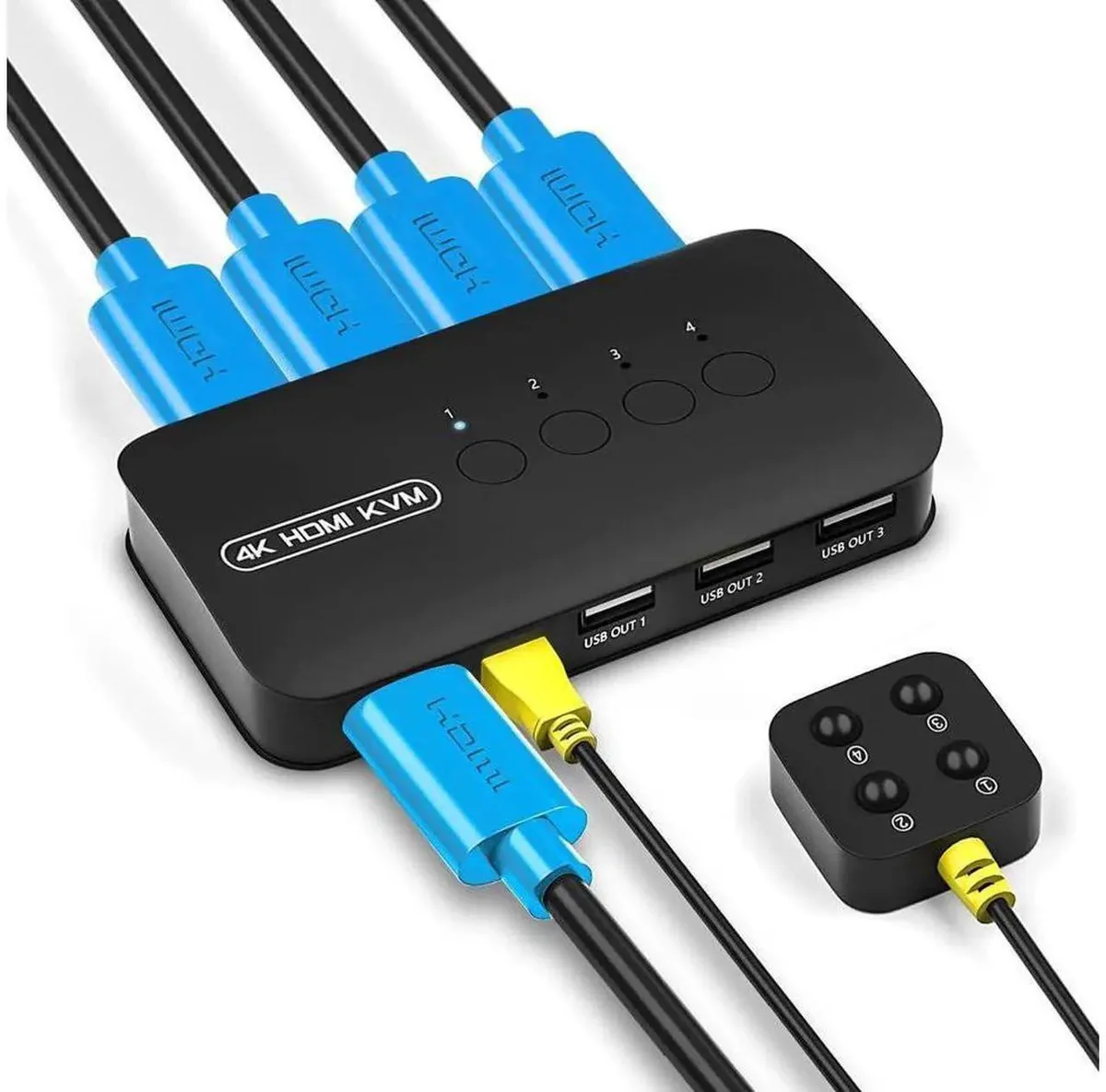 SMUGDESK SMUGDESK 4-Port HDMI KVM Switch 4K@30Hz with 4 Cables — product photo