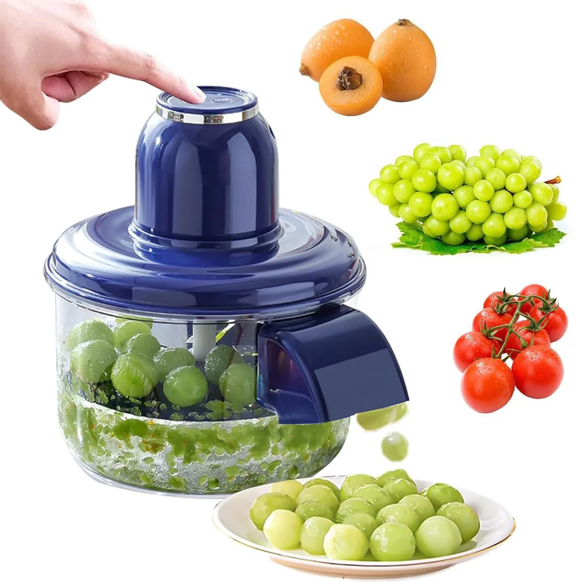 White compact automatic peeler with stainless steel blade and USB-C charging