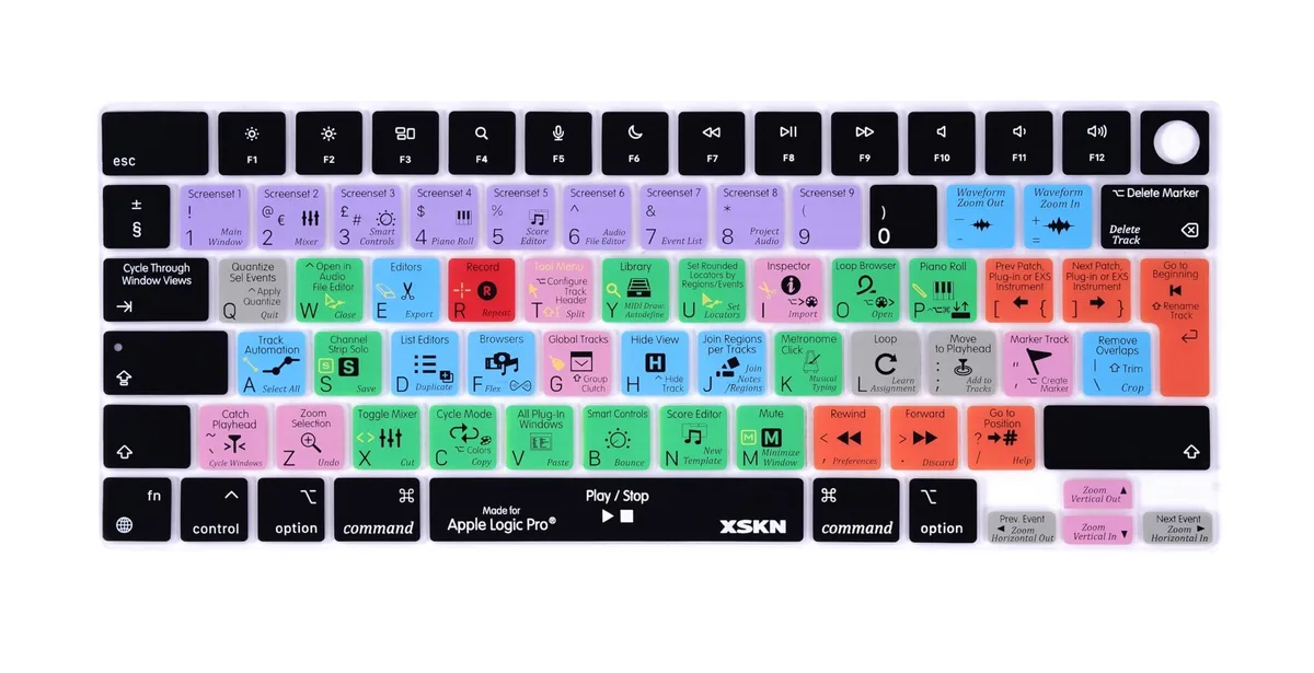 Adafruit Adafruit XSKN Logic Pro Shortcuts EU Keyboard Skin 13.6 14.2 15.3 16.2 in 2 in 1 Accessory — product photo