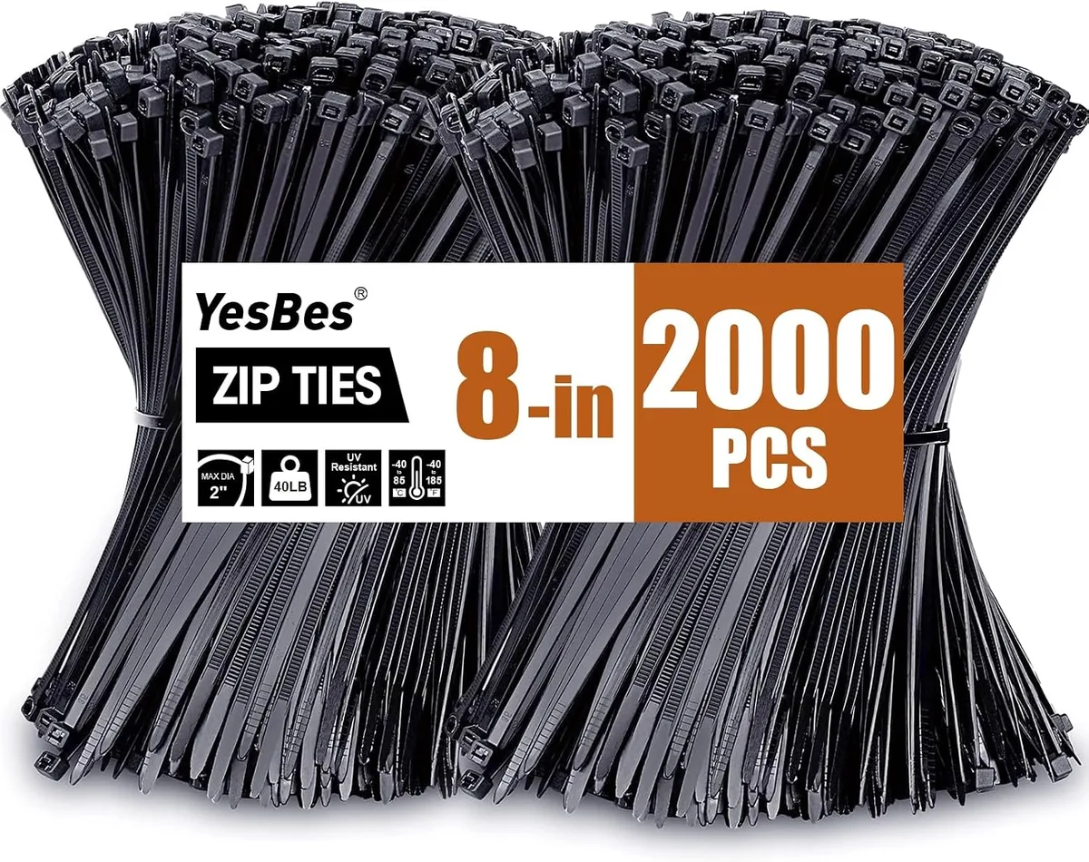 Ennovor Ennovor 2000 PCS 8 Inch 40lbs Black UV Resistant Cable Ties — product photo