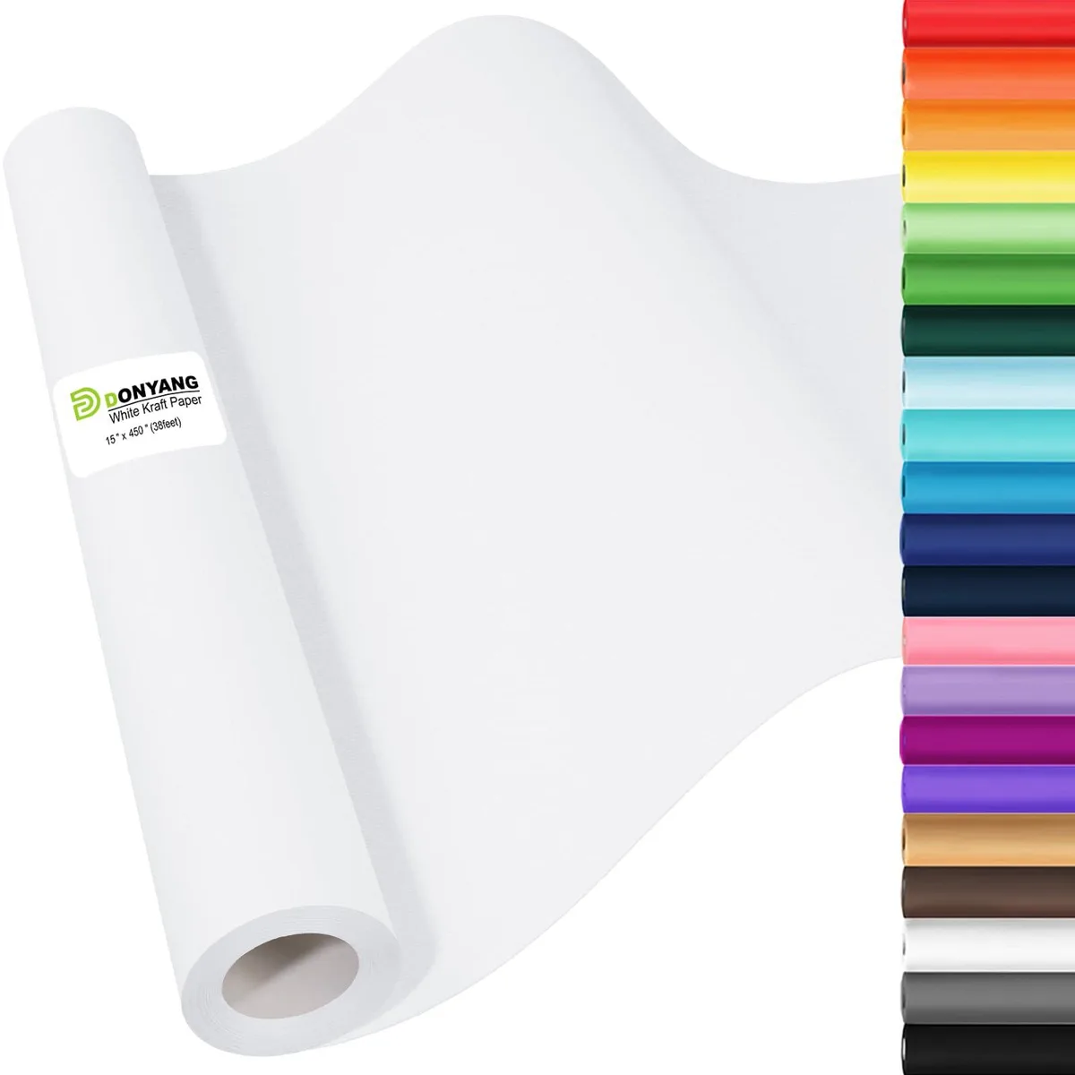 White kraft paper roll 15 inches by 450 inches on cardboard core