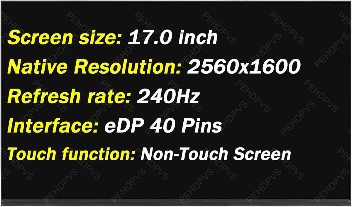 NUOLAISUN NUOLAISUN 17.0" 2560x1600 240Hz 40-pin laptop screen for MSI Vector 17 HX A14V Raider GE78 HX — product photo