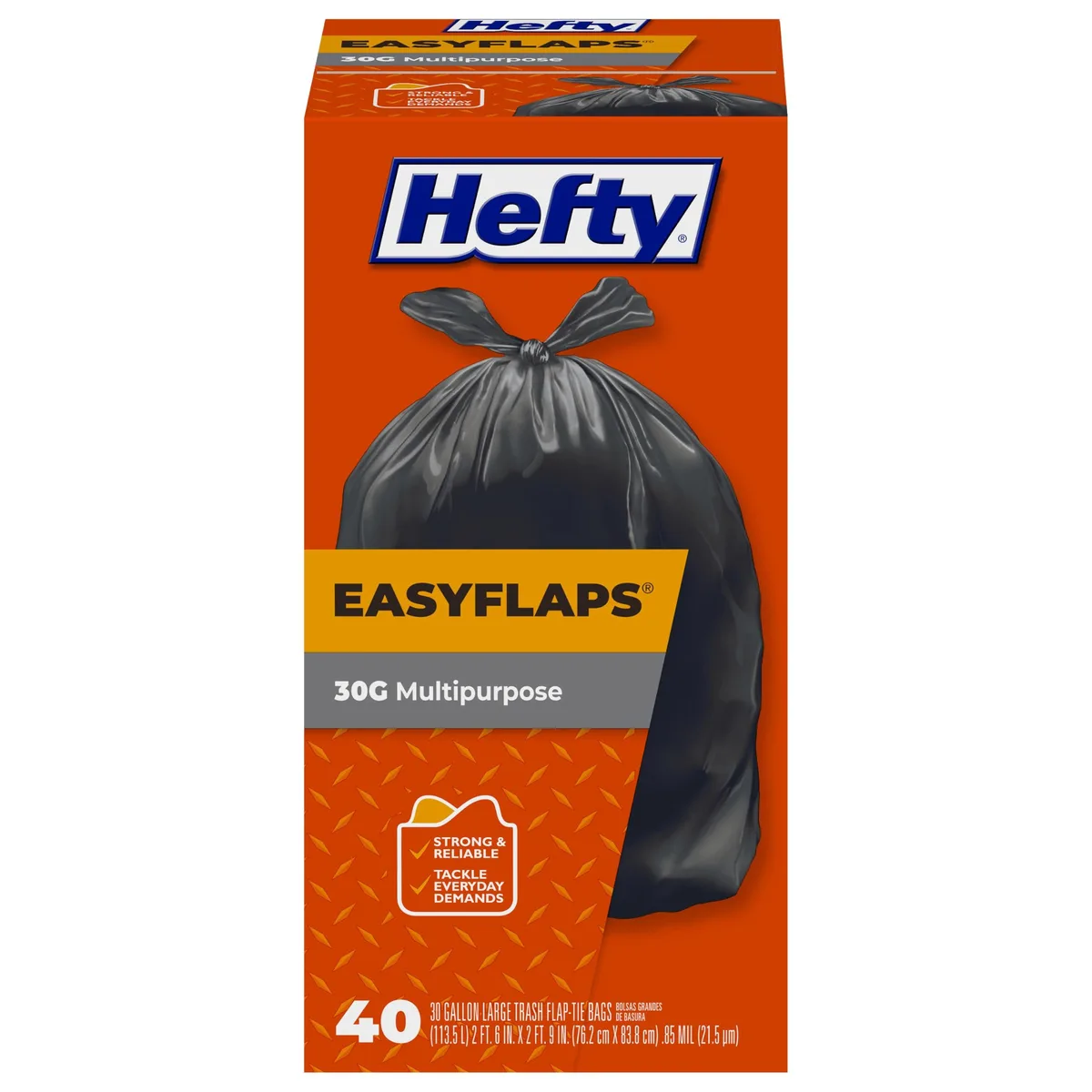 Box of 40 black 30-gallon trash bags