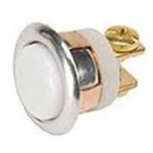 Polished chrome push button door lock with white button