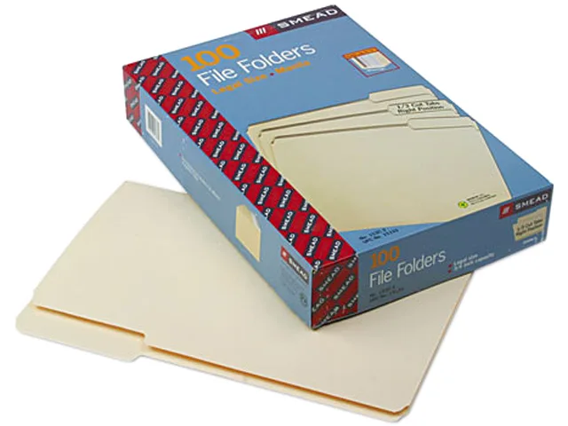 Smead Smead 15333 Legal Manila File Folders 1/3 Cut 100/Box — product photo