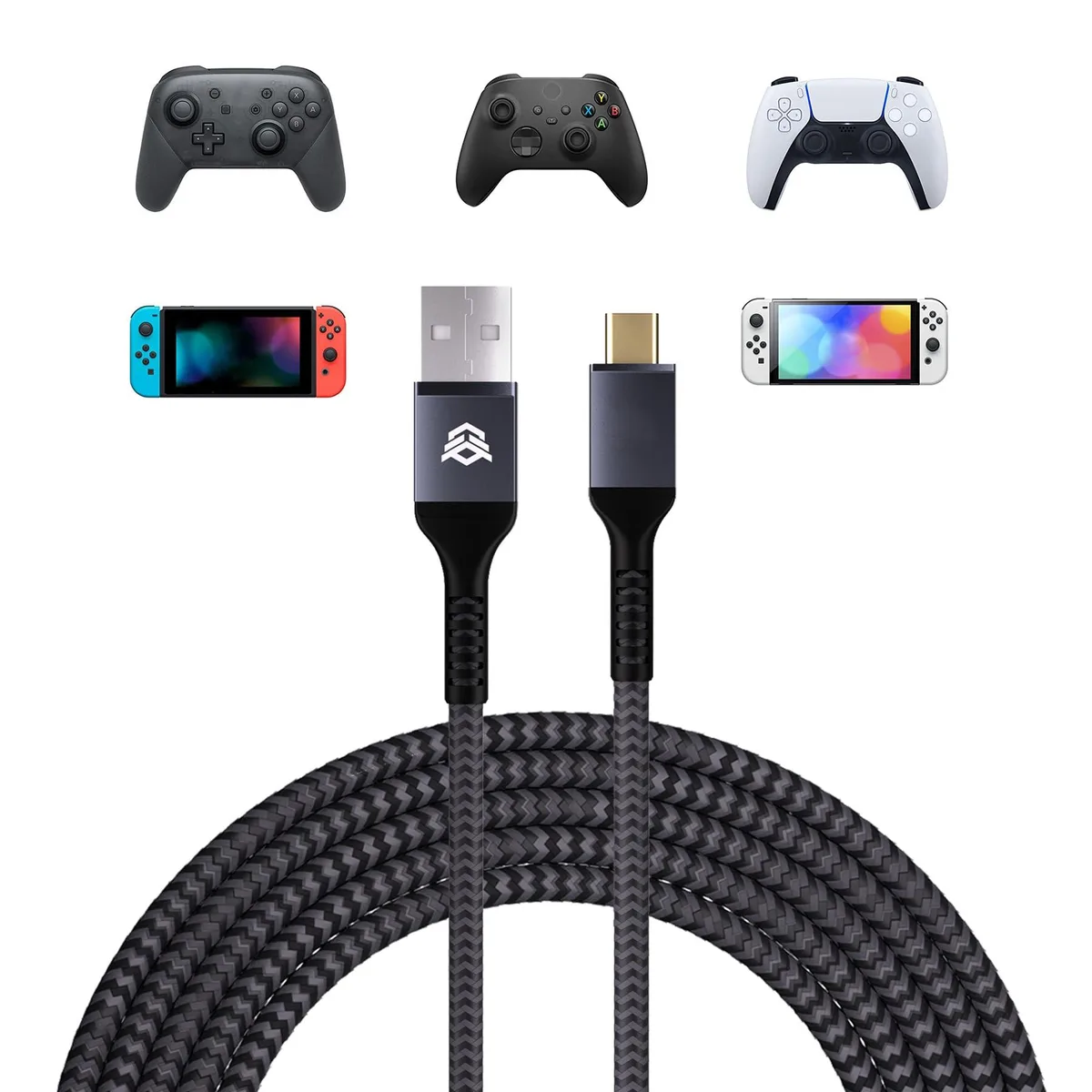  HEXGAMING USB Type C Braided Cable 13.12FT 24-Pin — product photo