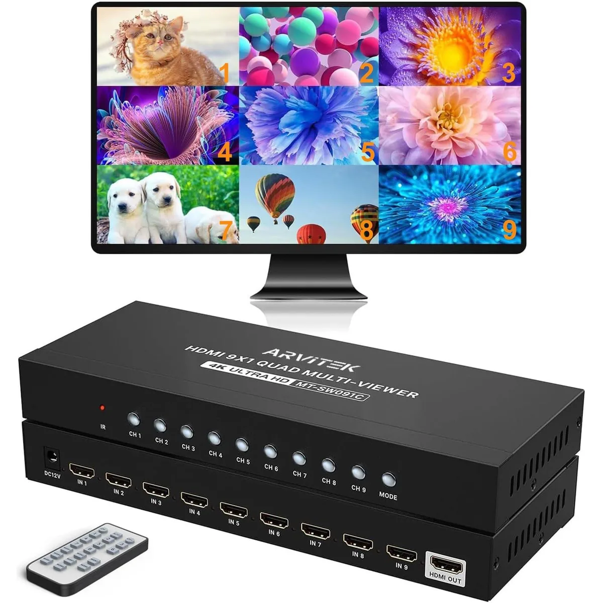 Bolton Technical Bolton Technical HDMI Multi-Viewer 9x1 4K@30Hz 8 Display Modes 2 in 1 accessory — product photo