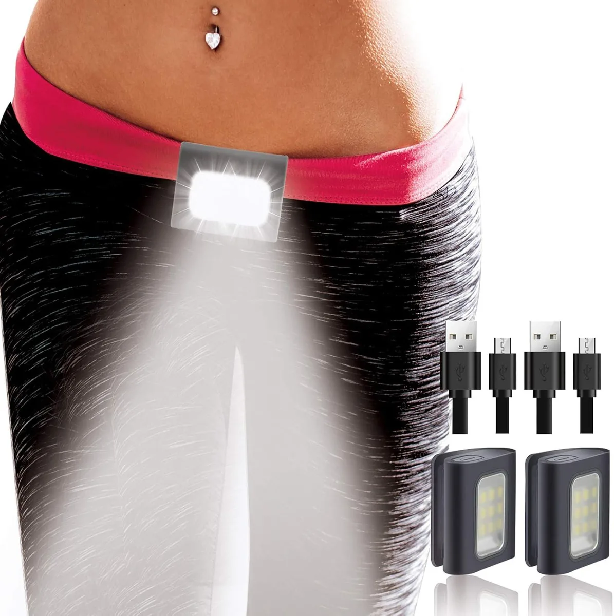 Two small rectangular clip lights with magnetic backs and Type-C ports