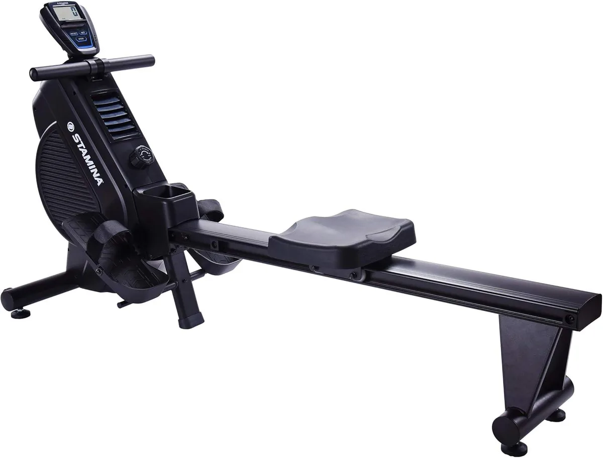 TUKO dual air magnetic rowing machine with LCD monitor and device holder