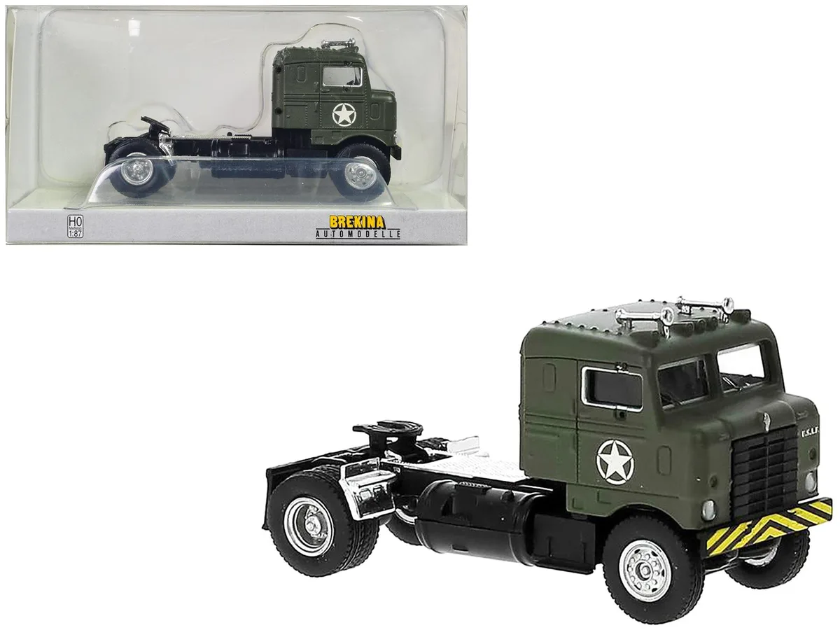 Brekina Brekina 1950 Kenworth Bullnose Truck Tractor Olive Drab US Air Force 1/87 hobby collectible — product photo