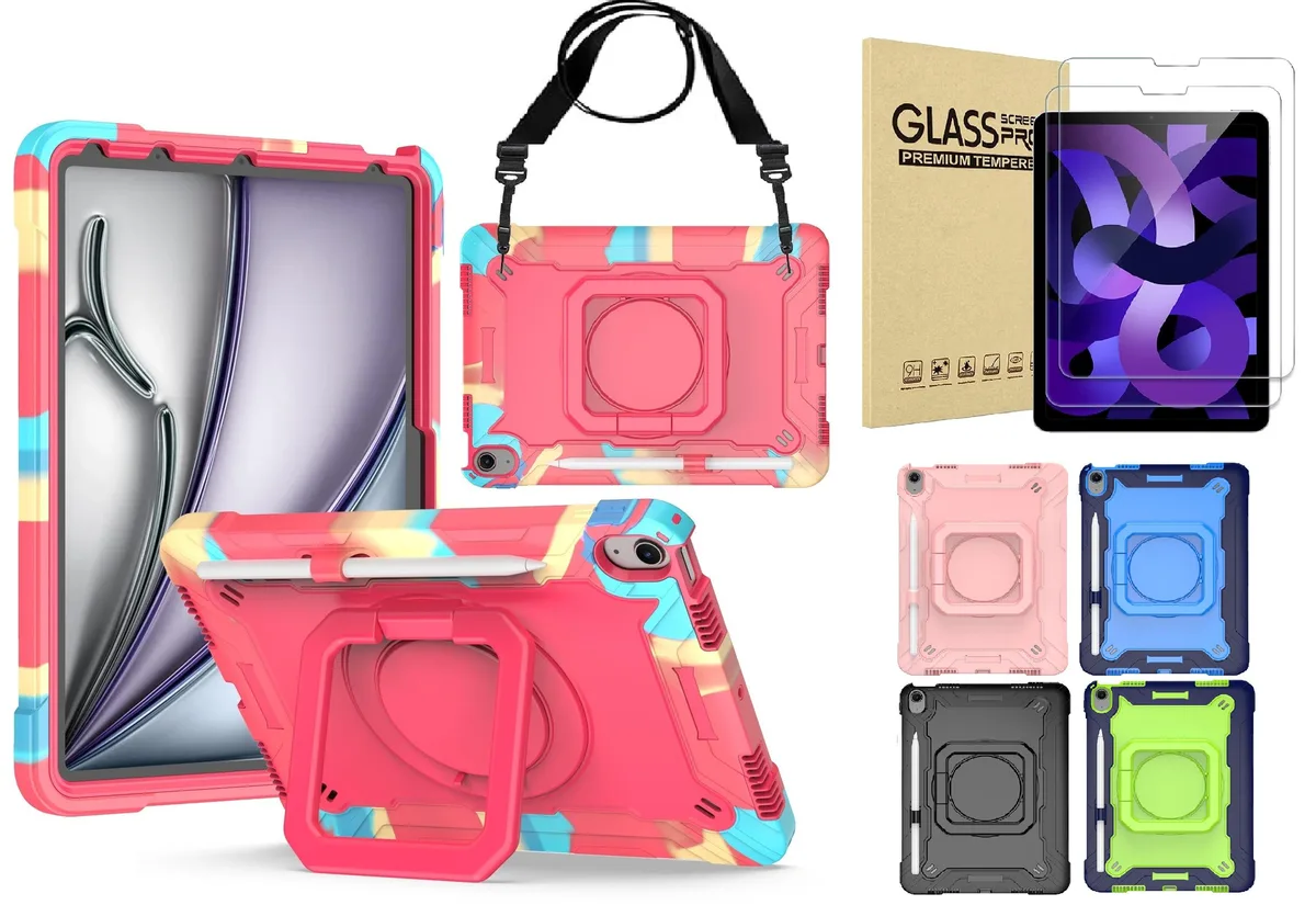 anicestore anicestore Case iPad Air 4/5 10.9" Rotating Grip Stand Shoulder Strap 2 Glass Pink — product photo