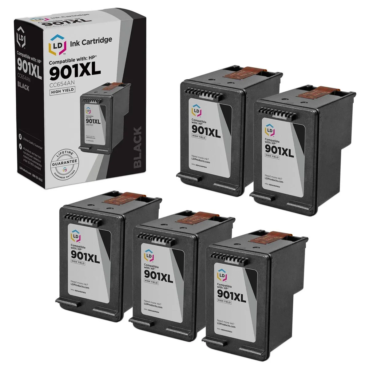LD Products LD Products Remanufactured Ink Cartridge for HP 901 CC653AN Black 5-Pack — product photo