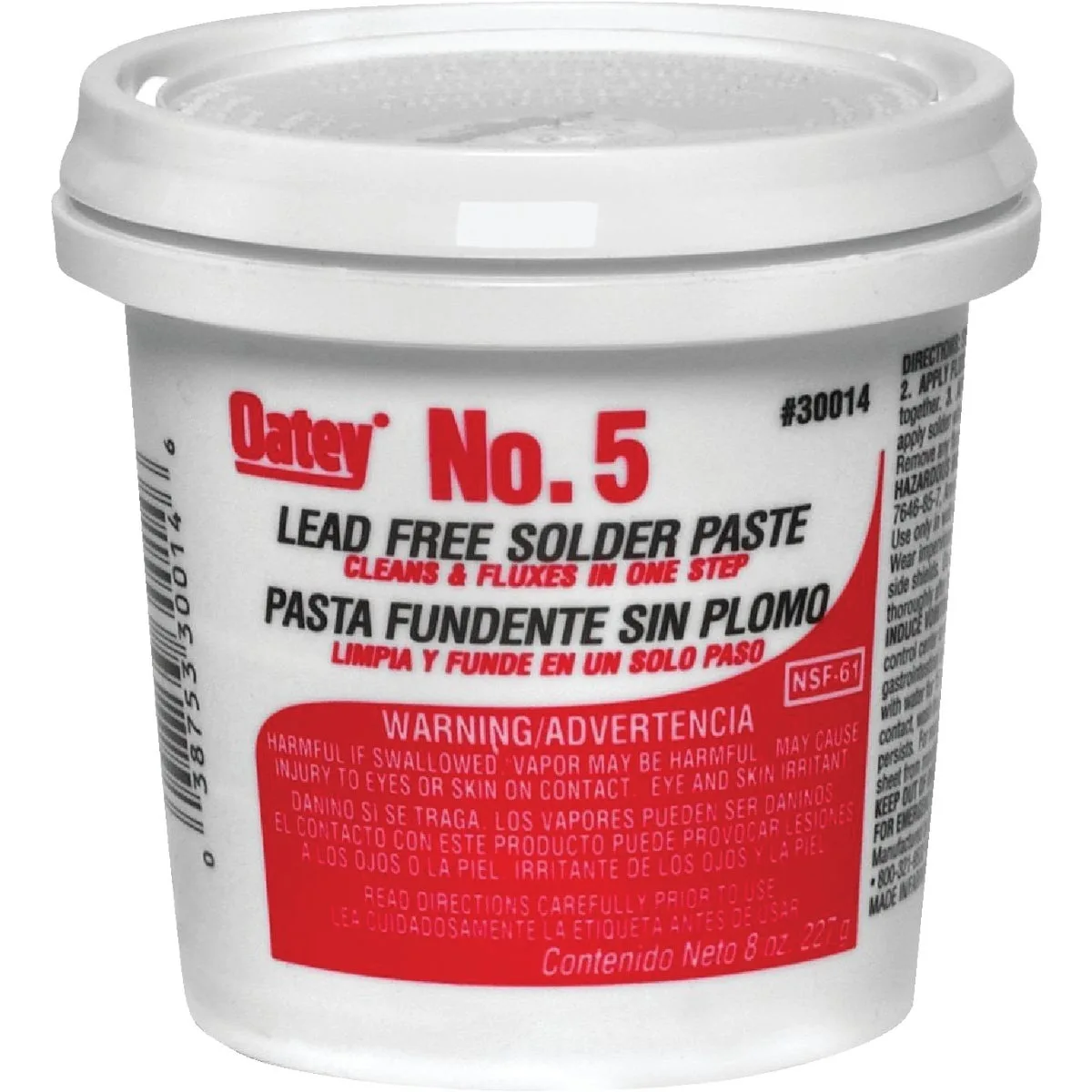 Oatey lead-free solder paste in an 8 oz jar