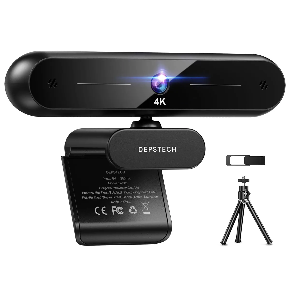 KEHIPI KEHIPI DW40 4K Webcam 8MP 30fps Black USB with Tripod Privacy Cover — product photo