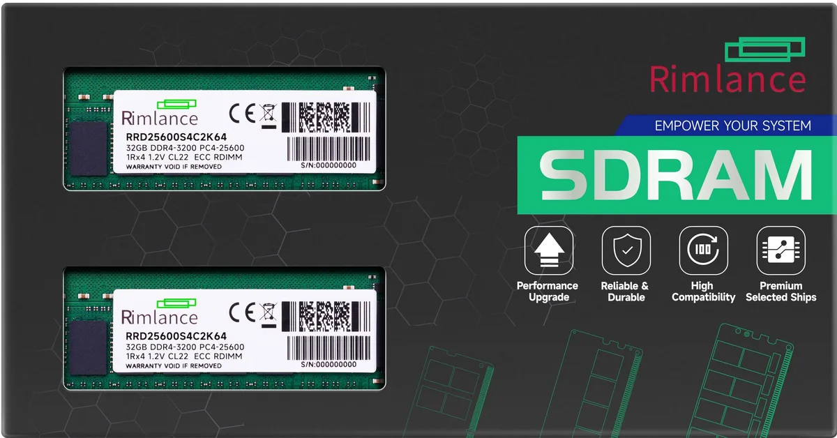 RIMLANCE RIMLANCE RRD25600S4C2K64 64GB (2x32GB) DDR4 3200 ECC Registered RDIMM — product photo