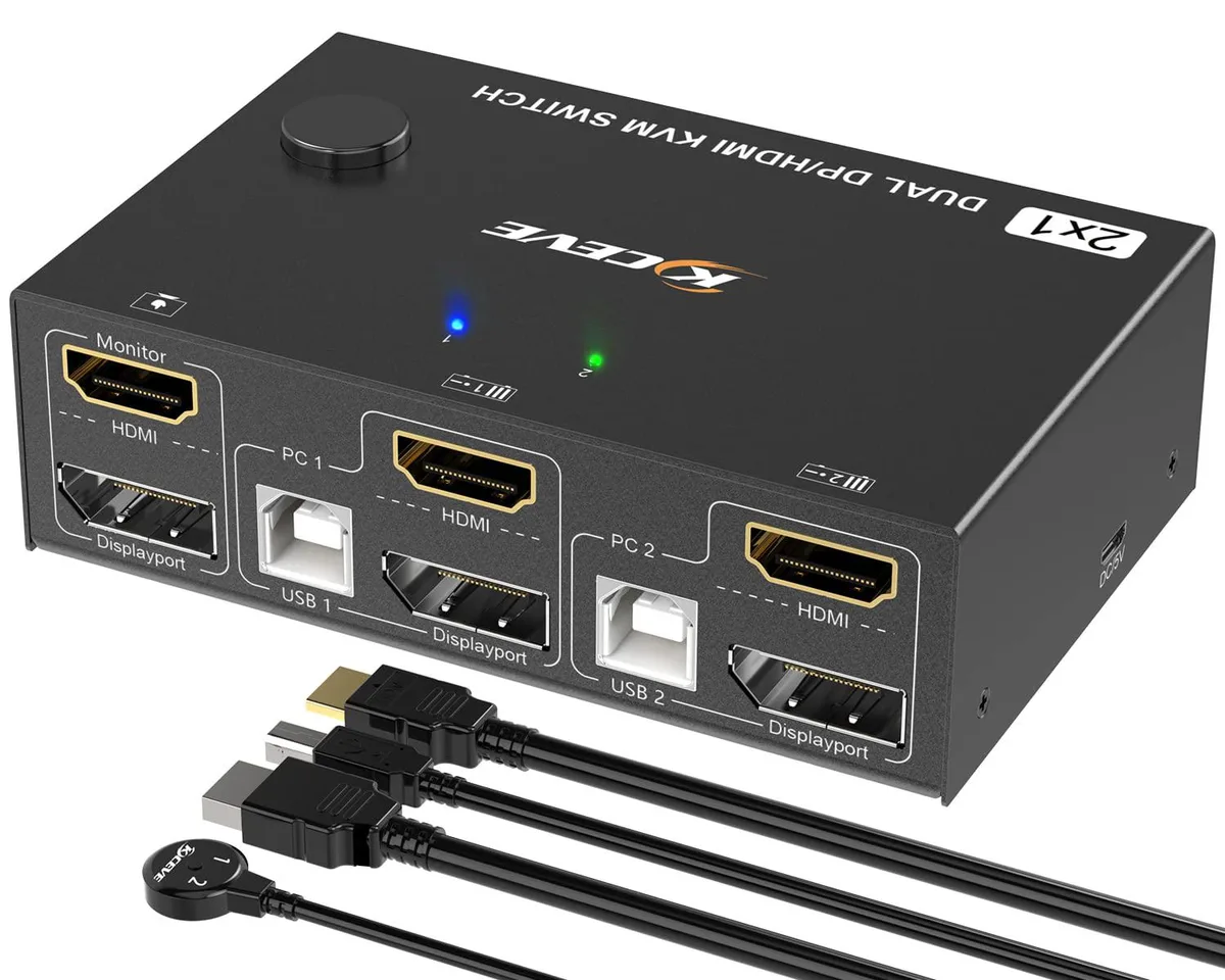 SMA SMA 2-Port Dual Monitor HDMI DisplayPort KVM Switch 4K 60Hz 4 USB 2.0 — product photo