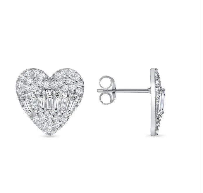 MST MST 925 Sterling Silver Heart Earrings Rhodium Plated 3.1g — product photo