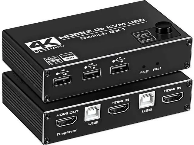 LORDWORLD LORDWORLD 4K@60Hz HDMI KVM Switch 2×1 HDMI 2.0 + 3× USB 2.0 — product photo
