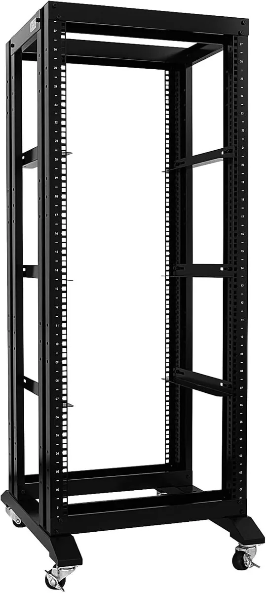 TAURKENAM TAURKENAM 27U 4-Post Open Frame Server Rack 19in 600mm Deep with 3 Pairs L Rail — product photo