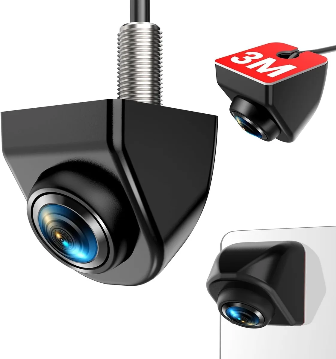Mini OEM-style backup camera, screw-free mount, IP69K waterproof, 180° view, 0.1Lux night vision