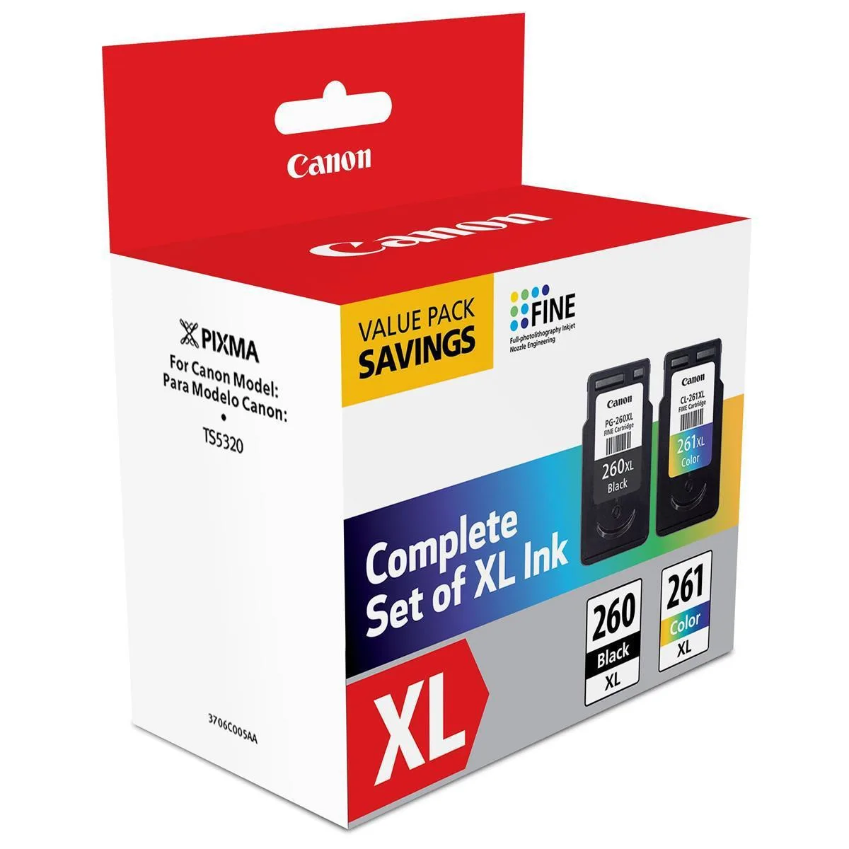 Canon Canon 3706C005 PG-260XL Black &amp; CL-261XL Color Ink Cartridges (Genuine Brands) — product photo