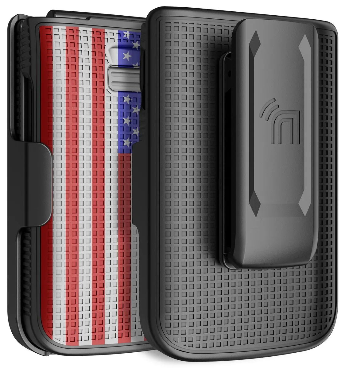 Nakedcellphone Nakedcellphone Grid Case + Belt Clip Holster Combo for TCL Flip 3 T435 USA Flag — product photo