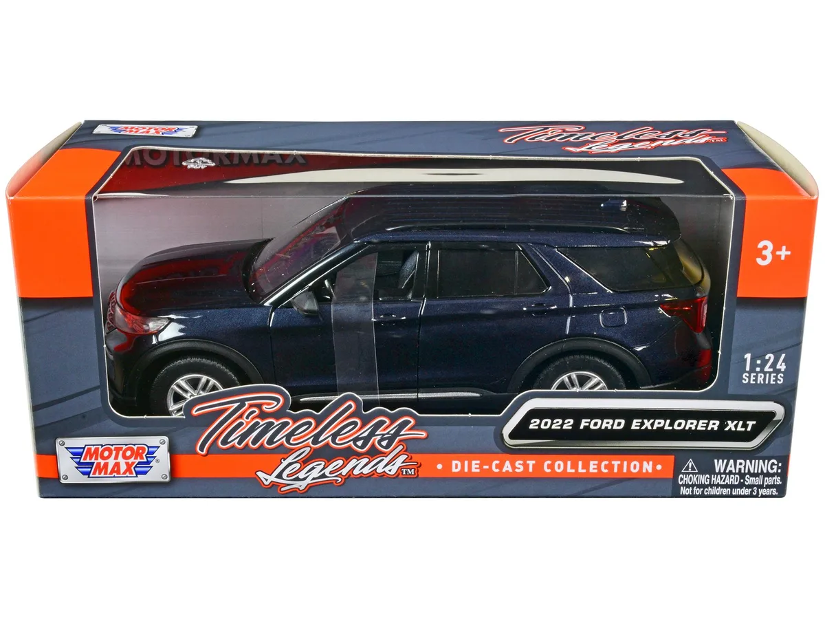 MOTORMAX MOTORMAX 2022 Ford Explorer XLT Dark Blue Metallic Timeless Legends 1/24 Diecast Model Car — product photo