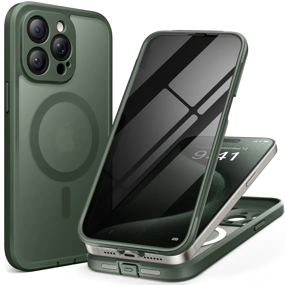 Matte dark green MagSafe case for iPhone 15 Pro Max